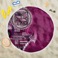Samoan Siapo Art Tattoo Polynesian Pattern Beach Blanket Pink Color LT03 One Size 150cm Pink - Polynesian Pride