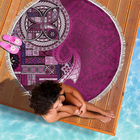 Samoan Siapo Art Tattoo Polynesian Pattern Beach Blanket Pink Color LT03 - Polynesian Pride