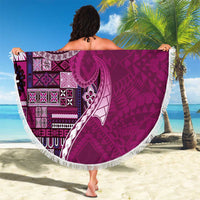 Samoan Siapo Art Tattoo Polynesian Pattern Beach Blanket Pink Color LT03 - Polynesian Pride