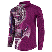 Samoan Siapo Art Tattoo Polynesian Pattern Button Sweatshirt Pink Color LT03 - Polynesian Pride