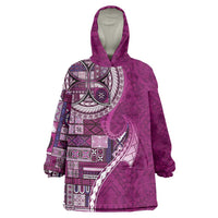 Samoan Siapo Art Tattoo Polynesian Pattern Wearable Blanket Hoodie Pink Color LT03 One Size Pink - Polynesian Pride