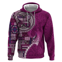 Samoan Siapo Art Tattoo Polynesian Pattern Zip Hoodie Pink Color - Polynesian Pride