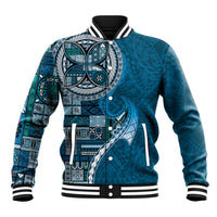 Samoan Siapo Art Tattoo Polynesian Pattern Baseball Jacket Teal Color LT03 Unisex Teal - Polynesian Pride