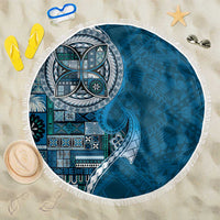 Samoan Siapo Art Tattoo Polynesian Pattern Beach Blanket Teal Color LT03 One Size 150cm Teal - Polynesian Pride