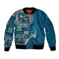 Samoan Siapo Art Tattoo Polynesian Pattern Bomber Jacket Teal Color - Polynesian Pride