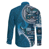 Samoan Siapo Art Tattoo Polynesian Pattern Family Matching Summer Maxi Dress and Hawaiian Shirt Teal Color LT03 - Polynesian Pride