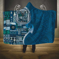 Samoan Siapo Art Tattoo Polynesian Pattern Hooded Blanket Teal Color - Polynesian Pride
