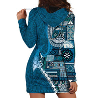 Samoan Siapo Art Tattoo Polynesian Pattern Hoodie Dress Teal Color - Polynesian Pride