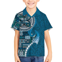 Samoan Siapo Art Tattoo Polynesian Pattern Kid Hawaiian Shirt Teal Color - Polynesian Pride