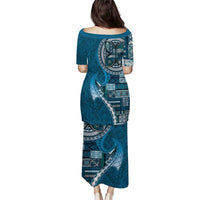 Samoan Siapo Art Tattoo Polynesian Pattern Puletasi Teal Color - Polynesian Pride