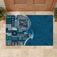 Samoan Siapo Art Tattoo Polynesian Pattern Rubber Doormat Teal Color LT03 Teal - Polynesian Pride