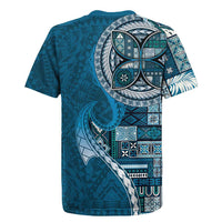 Samoan Siapo Art Tattoo Polynesian Pattern Rugby Jersey Teal Color - Polynesian Pride
