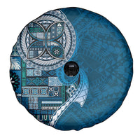 Samoan Siapo Art Tattoo Polynesian Pattern Spare Tire Cover Teal Color - Polynesian Pride