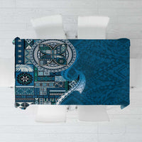 Samoan Siapo Art Tattoo Polynesian Pattern Tablecloth Teal Color LT03 Teal - Polynesian Pride