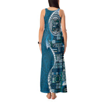 Samoan Siapo Art Tattoo Polynesian Pattern Tank Maxi Dress Teal Color - Polynesian Pride