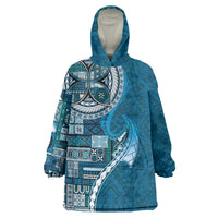 Samoan Siapo Art Tattoo Polynesian Pattern Wearable Blanket Hoodie Teal Color LT03 One Size Teal - Polynesian Pride