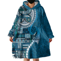 Samoan Siapo Art Tattoo Polynesian Pattern Wearable Blanket Hoodie Teal Color LT03 - Polynesian Pride