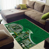 Samoan Siapo Art Tattoo Polynesian Pattern Area Rug Green Color - Polynesian Pride