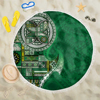 Samoan Siapo Art Tattoo Polynesian Pattern Beach Blanket Green Color LT03 One Size 150cm Green - Polynesian Pride