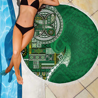 Samoan Siapo Art Tattoo Polynesian Pattern Beach Blanket Green Color LT03 - Polynesian Pride