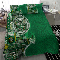 Samoan Siapo Art Tattoo Polynesian Pattern Bedding Set Green Color - Polynesian Pride