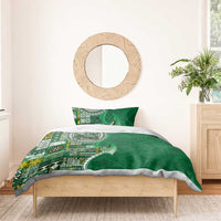 Samoan Siapo Art Tattoo Polynesian Pattern Bedding Set Green Color - Polynesian Pride