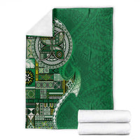 Samoan Siapo Art Tattoo Polynesian Pattern Blanket Green Color - Polynesian Pride