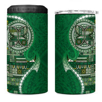 Samoan Siapo Art Tattoo Polynesian Pattern 4 in 1 Can Cooler Tumbler Green Color LT03 One Size: 16 oz Green - Polynesian Pride