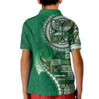 Samoan Siapo Art Tattoo Polynesian Pattern Kid Polo Shirt Green Color - Polynesian Pride