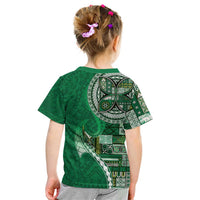 Samoan Siapo Art Tattoo Polynesian Pattern Kid T Shirt Green Color - Polynesian Pride