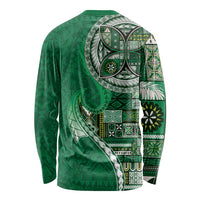 Samoan Siapo Art Tattoo Polynesian Pattern Long Sleeve Shirt Green Color LT03 - Polynesian Pride