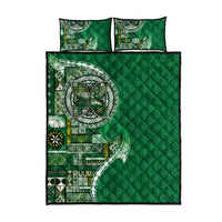 Samoan Siapo Art Tattoo Polynesian Pattern Quilt Bed Set Green Color - Polynesian Pride