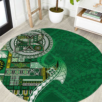 Samoan Siapo Art Tattoo Polynesian Pattern Round Carpet Green Color - Polynesian Pride