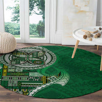 Samoan Siapo Art Tattoo Polynesian Pattern Round Carpet Green Color - Polynesian Pride