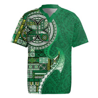 Samoan Siapo Art Tattoo Polynesian Pattern Rugby Jersey Green Color - Polynesian Pride