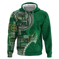 Samoan Siapo Art Tattoo Polynesian Pattern Zip Hoodie Green Color - Polynesian Pride