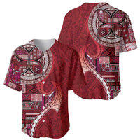 Samoan Siapo Art Tattoo Polynesian Pattern Baseball Jersey Red Color - Polynesian Pride