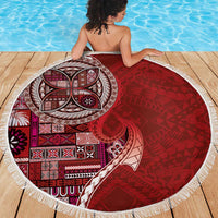 Samoan Siapo Art Tattoo Polynesian Pattern Beach Blanket Red Color LT03 - Polynesian Pride
