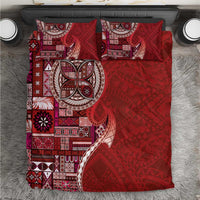 Samoan Siapo Art Tattoo Polynesian Pattern Bedding Set Red Color - Polynesian Pride