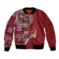 Samoan Siapo Art Tattoo Polynesian Pattern Bomber Jacket Red Color - Polynesian Pride