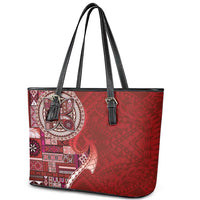Samoan Siapo Art Tattoo Polynesian Pattern Leather Tote Bag Red Color - Polynesian Pride
