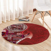 Samoan Siapo Art Tattoo Polynesian Pattern Round Carpet Red Color - Polynesian Pride