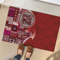 Samoan Siapo Art Tattoo Polynesian Pattern Rubber Doormat Red Color LT03 - Polynesian Pride