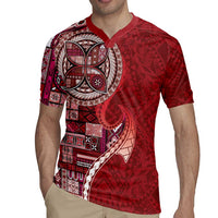 Samoan Siapo Art Tattoo Polynesian Pattern Rugby Jersey Red Color - Polynesian Pride