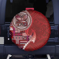 Samoan Siapo Art Tattoo Polynesian Pattern Spare Tire Cover Red Color - Polynesian Pride