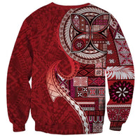 Samoan Siapo Art Tattoo Polynesian Pattern Sweatshirt Red Color LT03 - Polynesian Pride