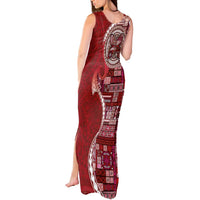 Samoan Siapo Art Tattoo Polynesian Pattern Tank Maxi Dress Red Color - Polynesian Pride