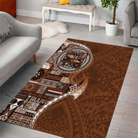 Samoan Siapo Art Tattoo Polynesian Pattern Area Rug Brown Color - Polynesian Pride