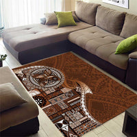 Samoan Siapo Art Tattoo Polynesian Pattern Area Rug Brown Color - Polynesian Pride