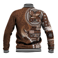 Samoan Siapo Art Tattoo Polynesian Pattern Baseball Jacket Brown Color LT03 - Polynesian Pride